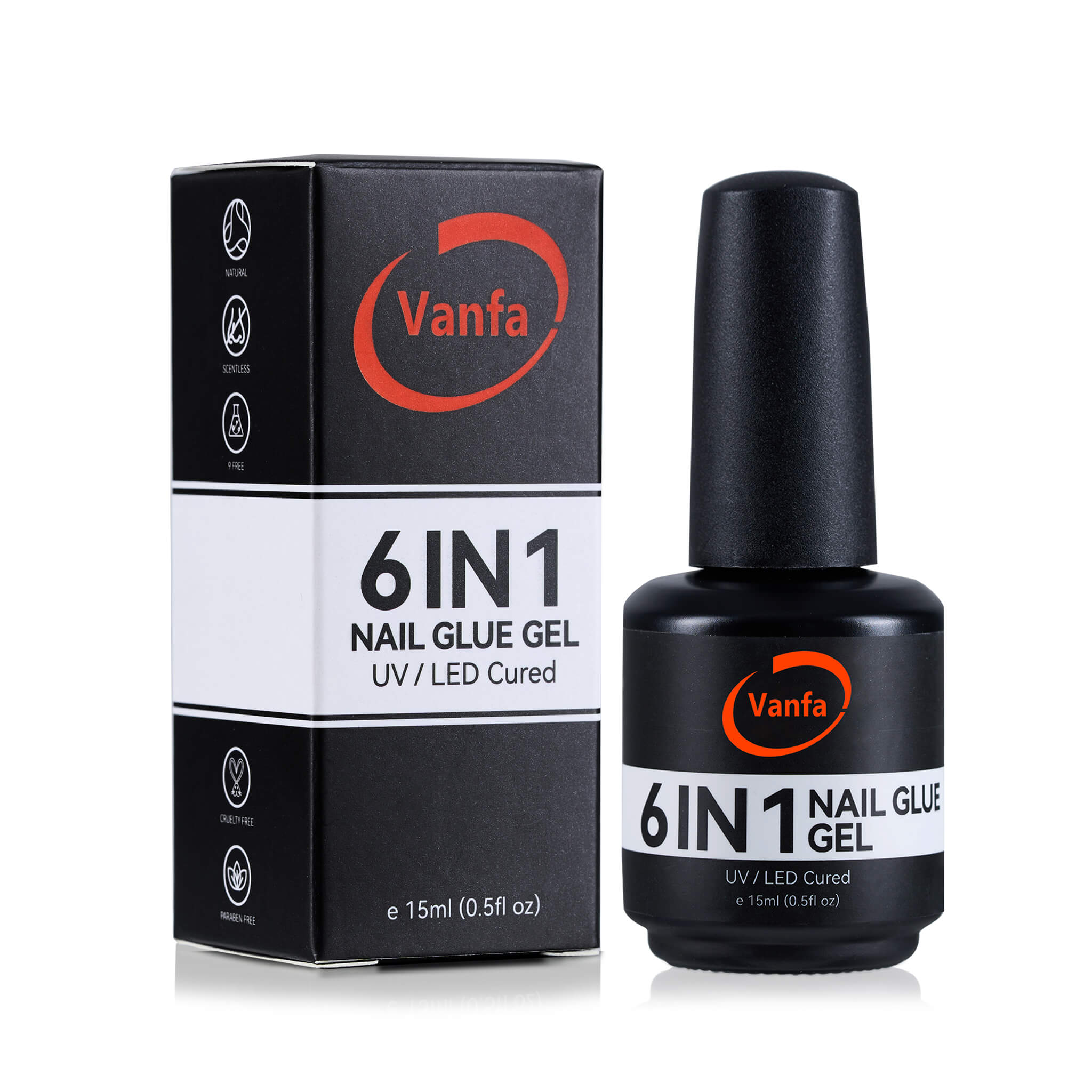 Vanfa 6 IN 1 Nail Glue Gel for Acrylic Nails Extension Nail Tips, Strong Adhesive for Press on Nails