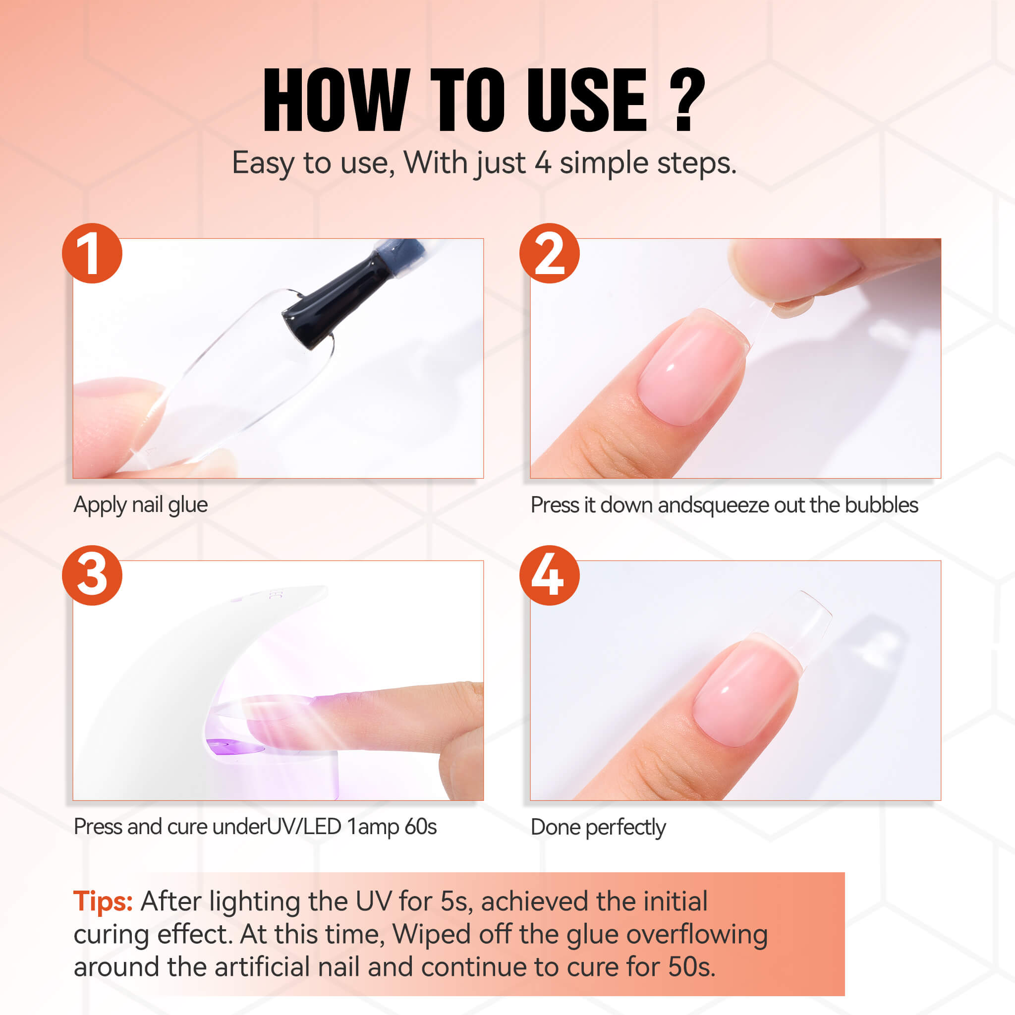 Vanfa 6 IN 1 Nail Glue Gel for Acrylic Nails Extension Nail Tips, Strong Adhesive for Press on Nails