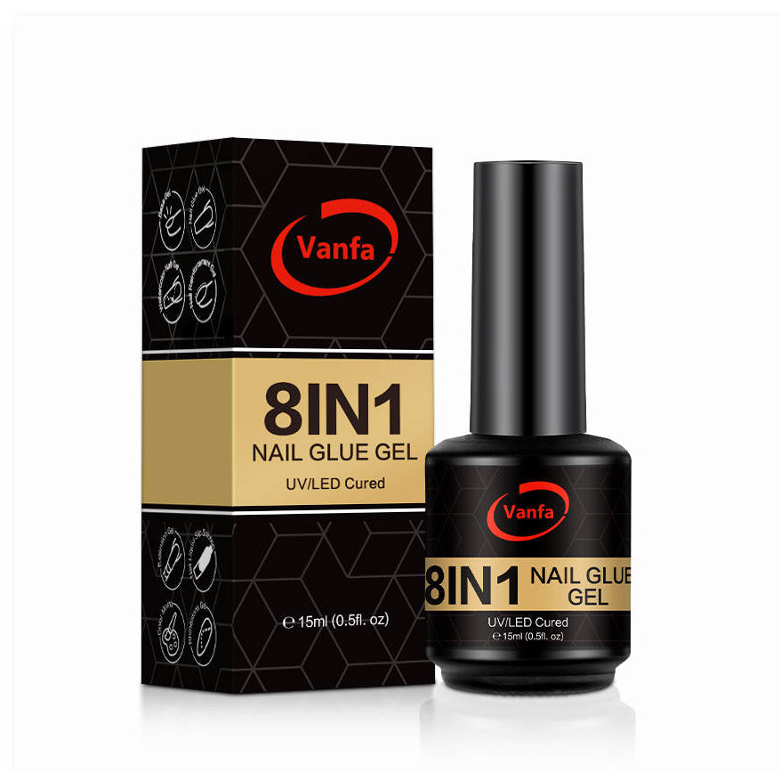 Vanfa 8 IN 1 Nail Glue Gel for Acrylic Nails Extension Nail Tips, Press on Nails