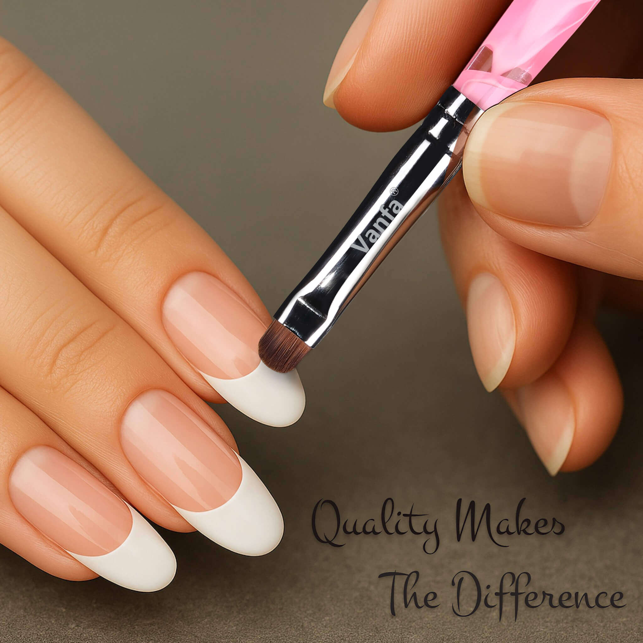 Vanfa French Brush for Nails, Clean up brush for Gel Nail Polish (Pink Handle R08)