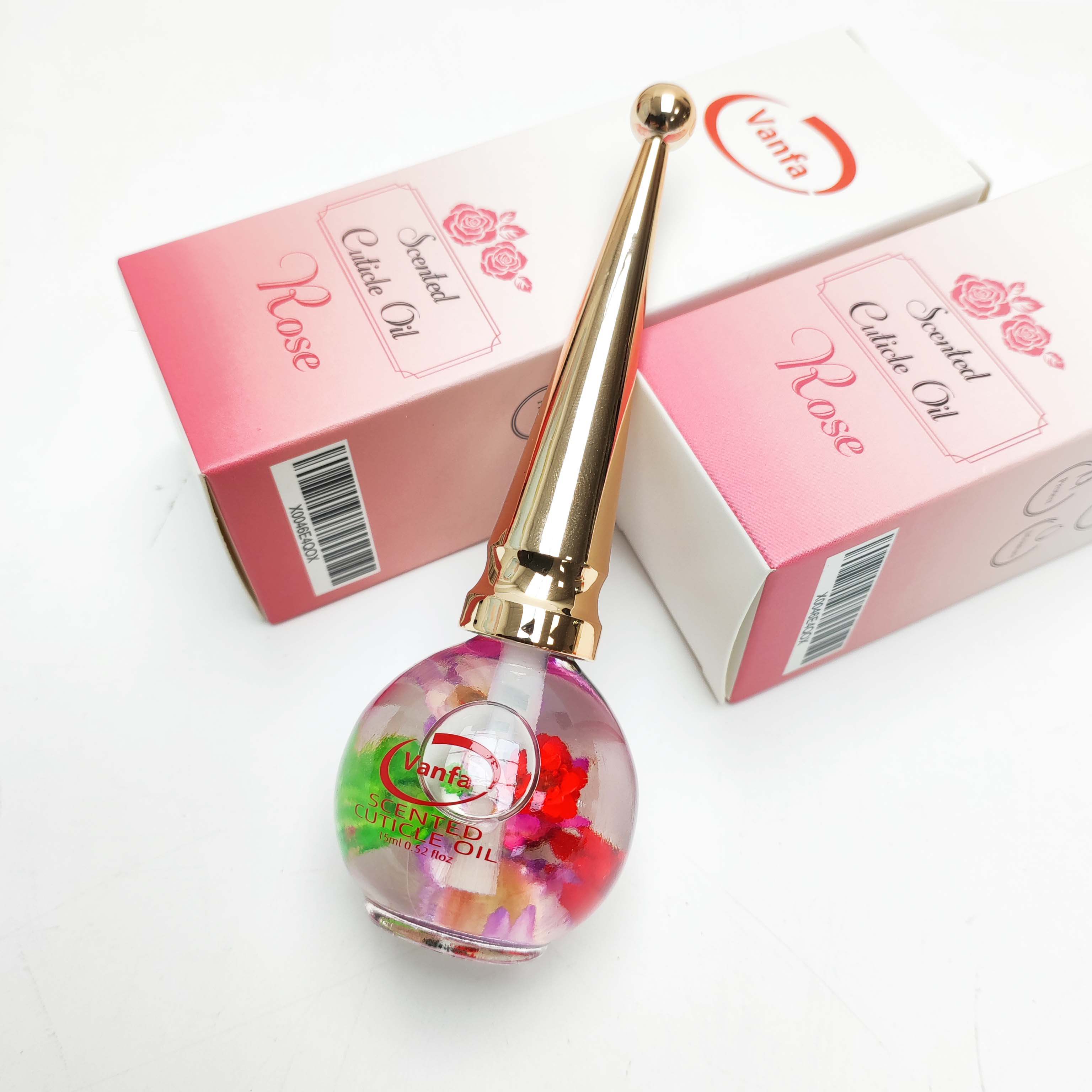 VANFA Cuticle Oil infused with real flower 0.42 Oz - Rose