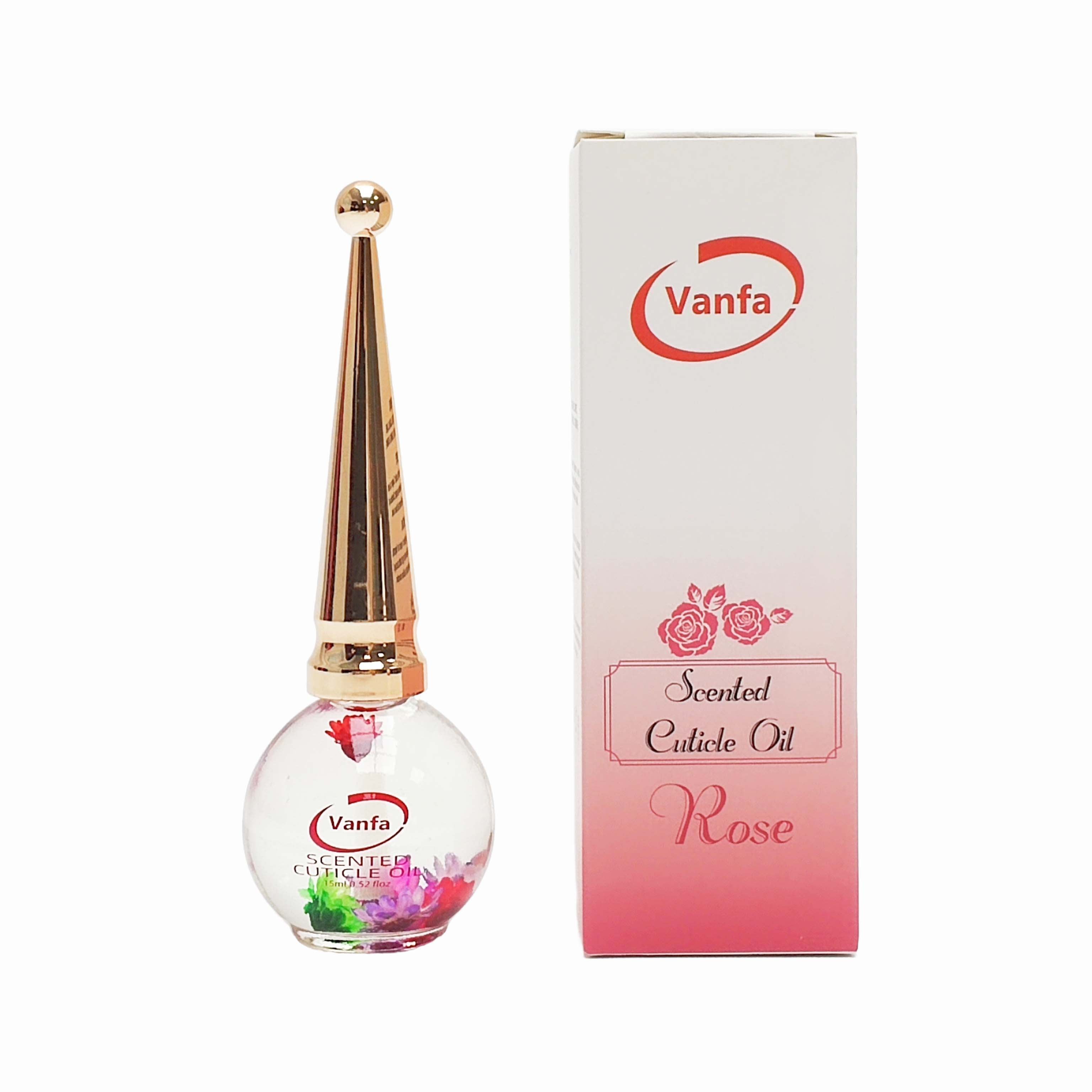 VANFA Cuticle Oil infused with real flower 0.42 Oz - Rose