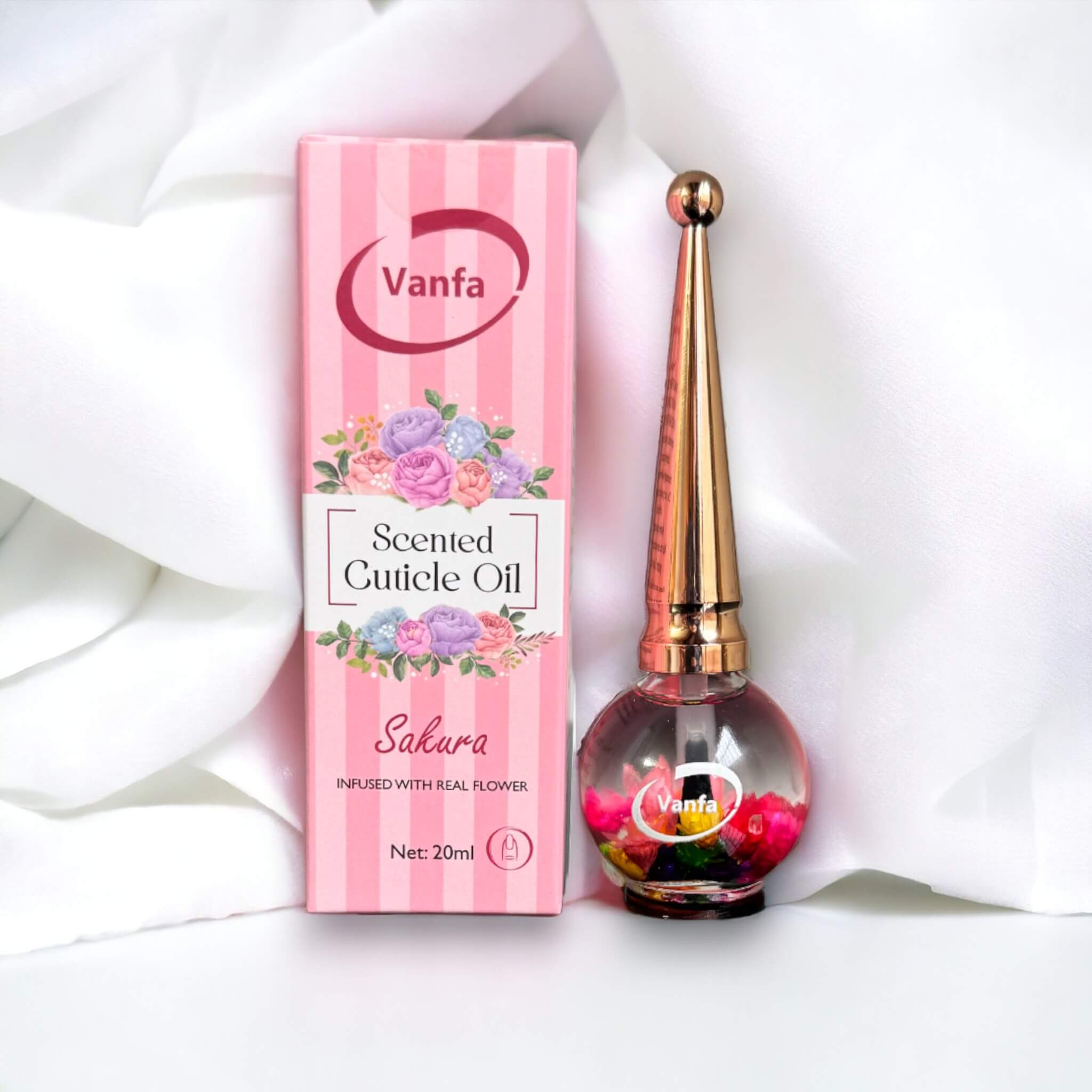 VANFA Cuticle Oil infused with real flower 0.42 Oz - Sakura