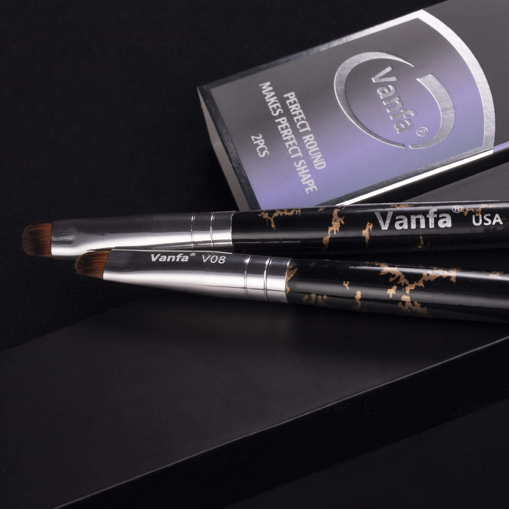 Vanfa French Brush for Nails, Clean up brush for Gel Nail Polish V08 Set (2 Brushes size #08)