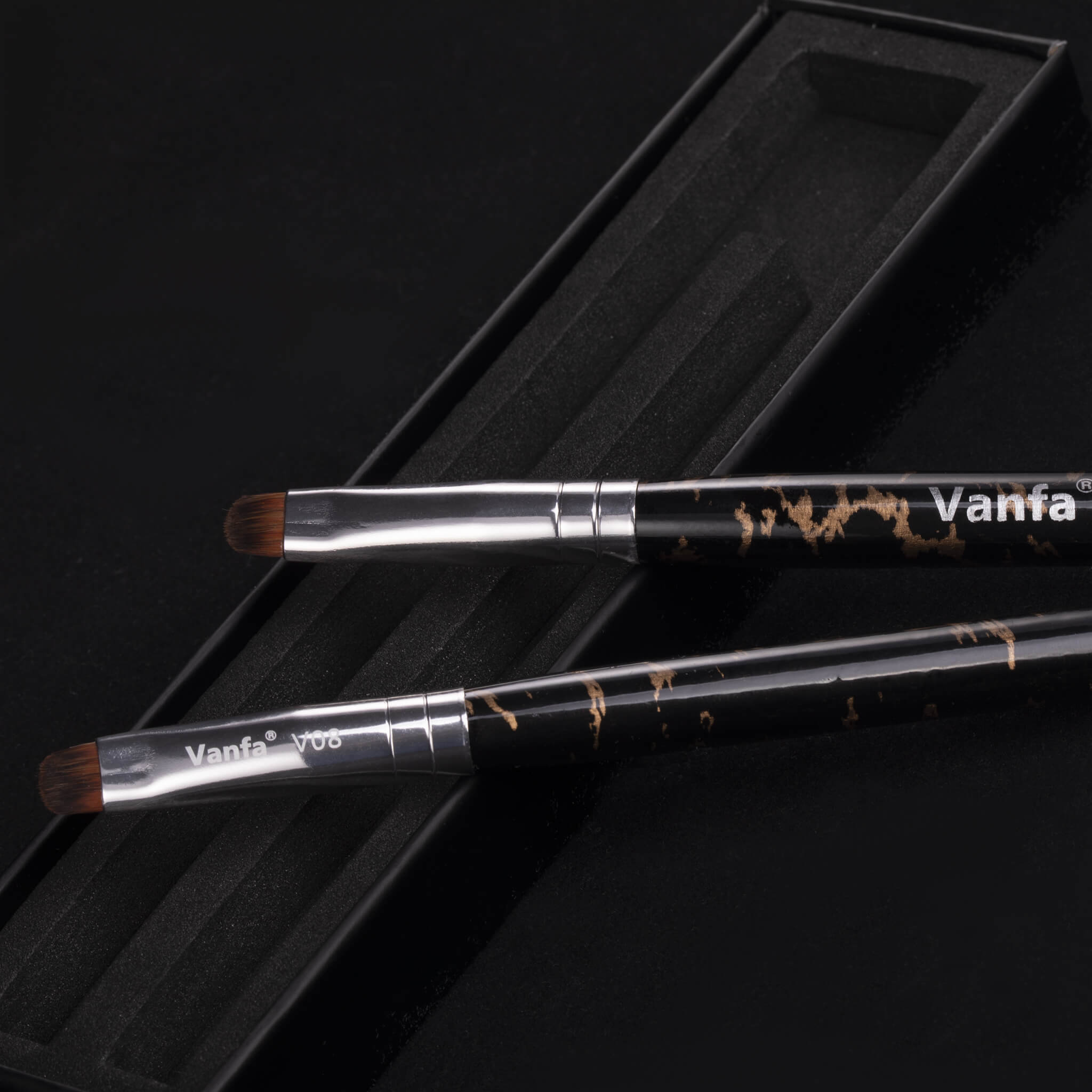 Vanfa French Brush for Nails, Clean up brush for Gel Nail Polish V08 Set (2 Brushes size #08)