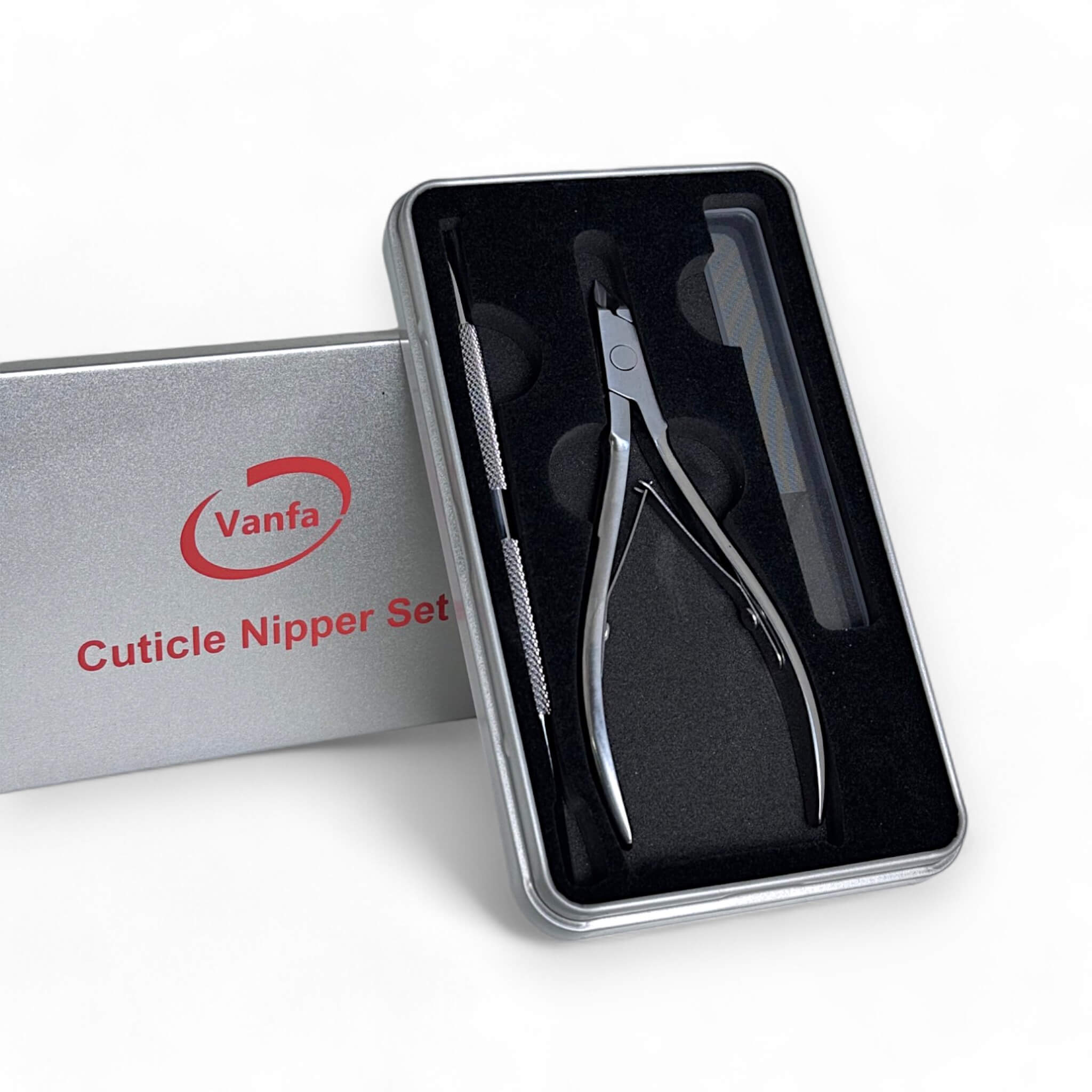 Vanfa Cuticle Nipper with Pusher and Nail File Set #79037