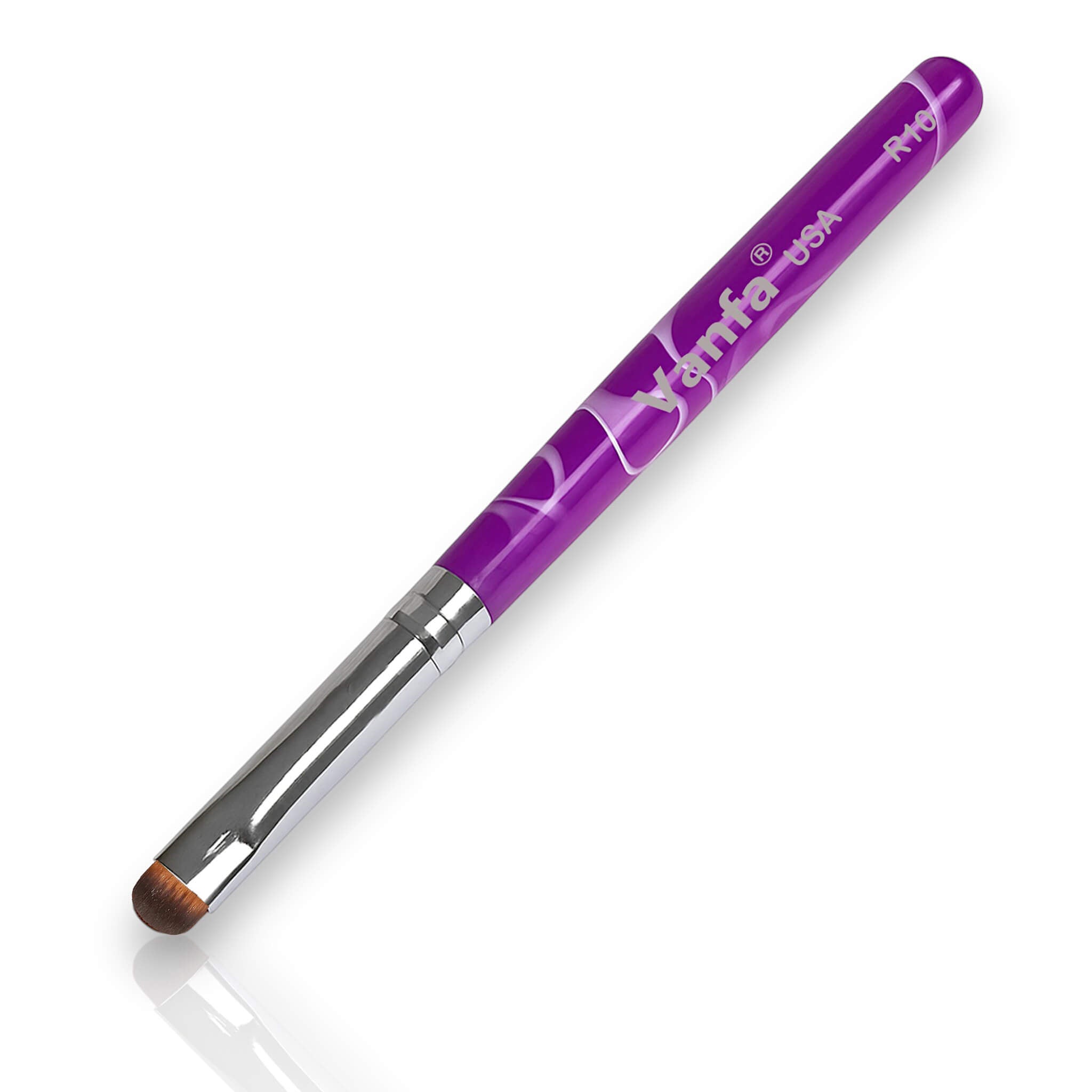 Vanfa French Brush for Nails, Clean up brush for Gel Nail Polish (Purple Handle R10)