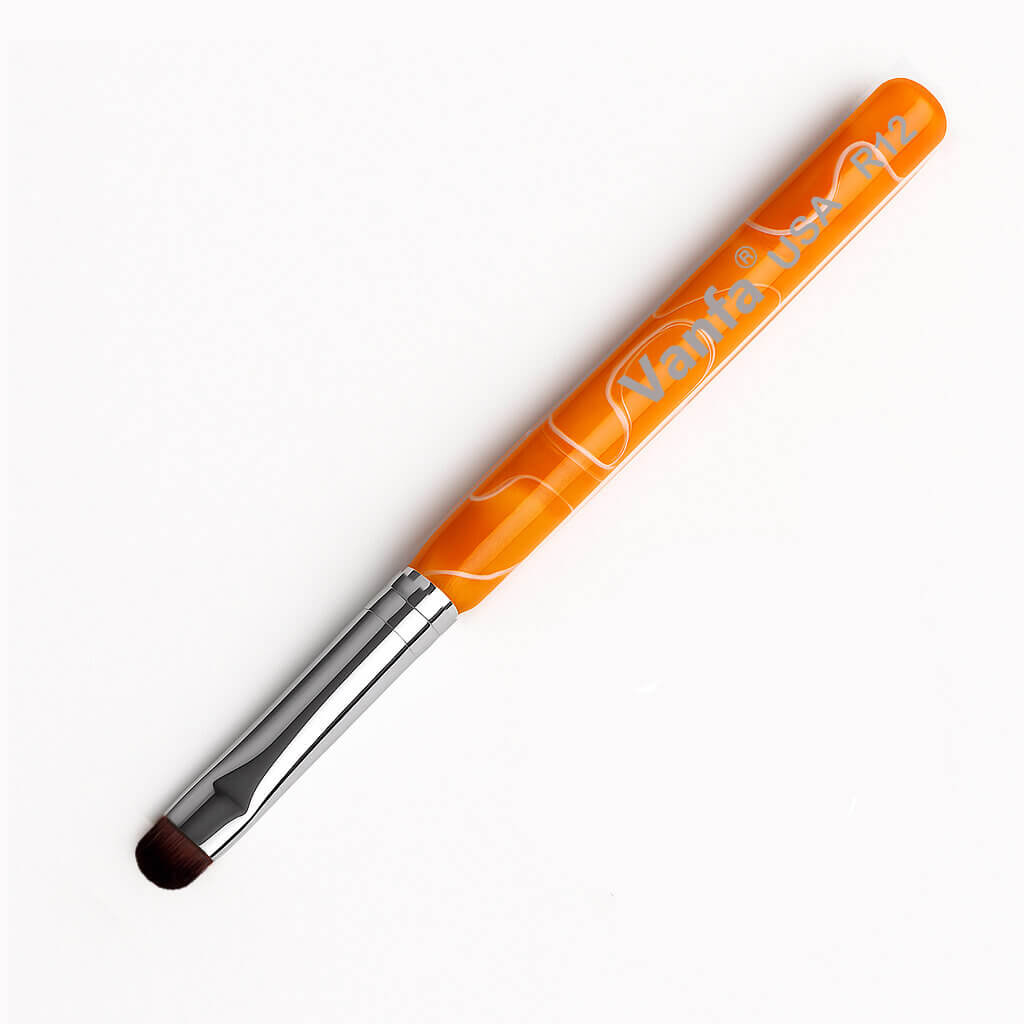 Vanfa French Brush for Nails, Clean up brush for Gel Nail Polish (Oragne Handle R12)