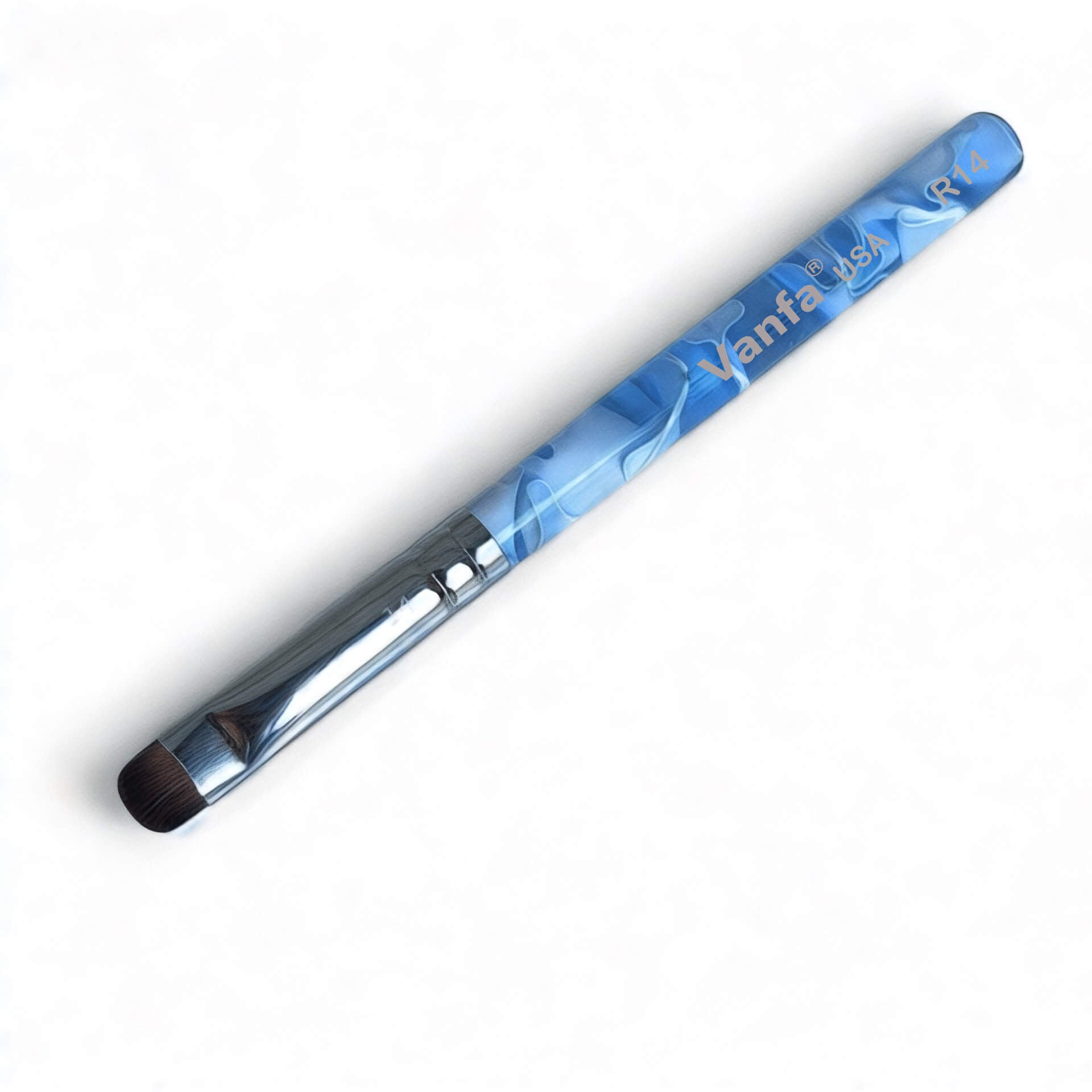 Vanfa French Brush for Nails, Clean up brush for Gel Nail Polish (Blue Handle R14)