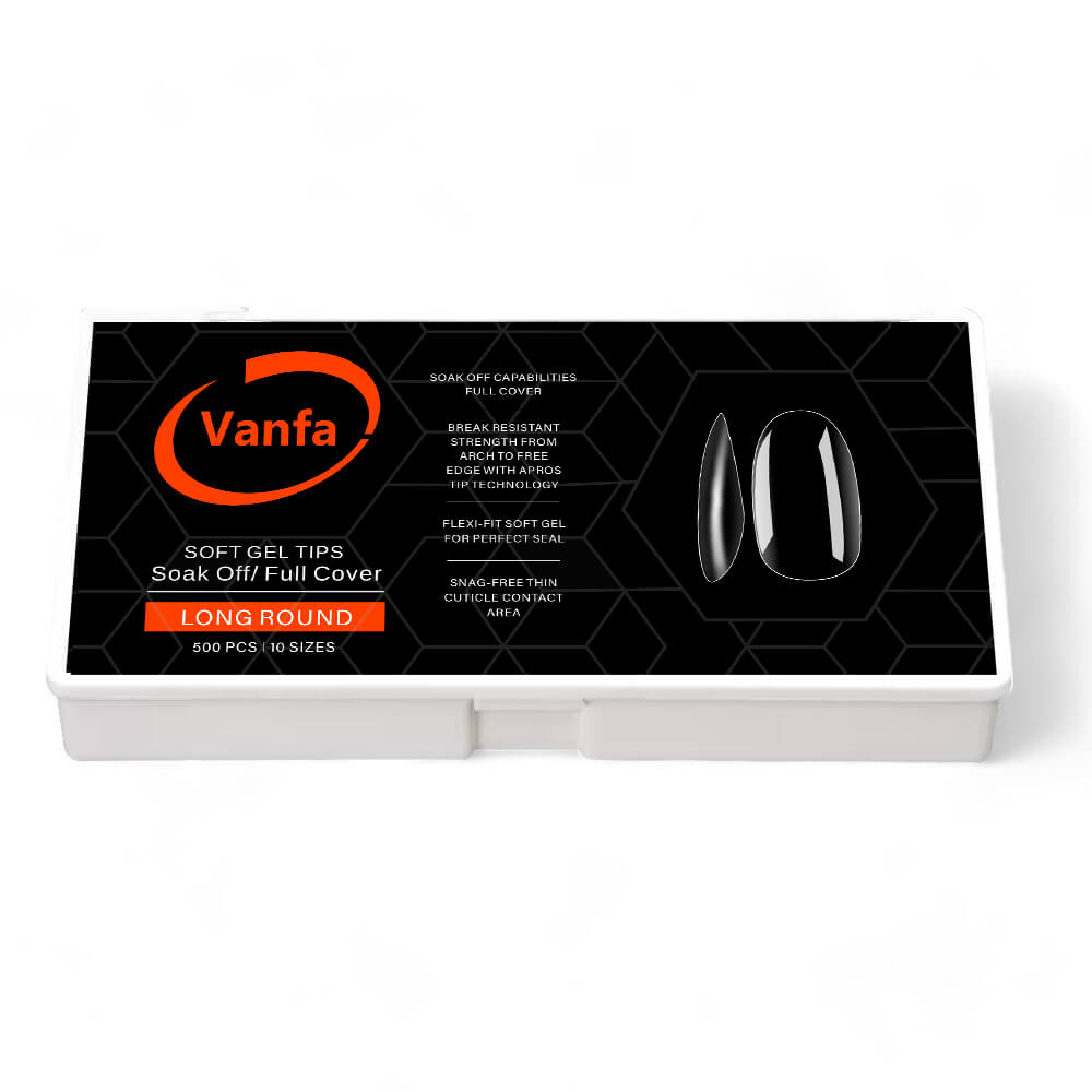 Vanfa Soft Gel Tip for Nail Extensions (Long Round)