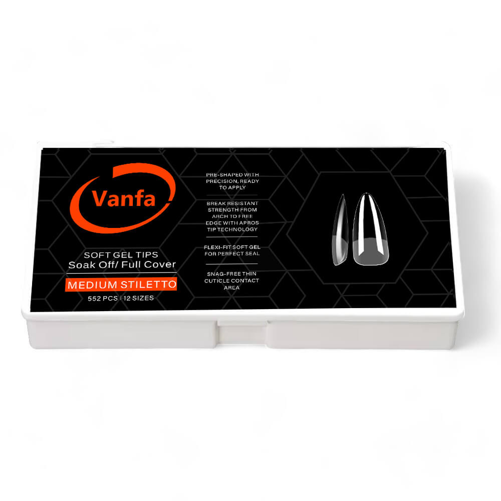 Vanfa Soft Gel Tip for Nail Extensions (Medium Stiletto)